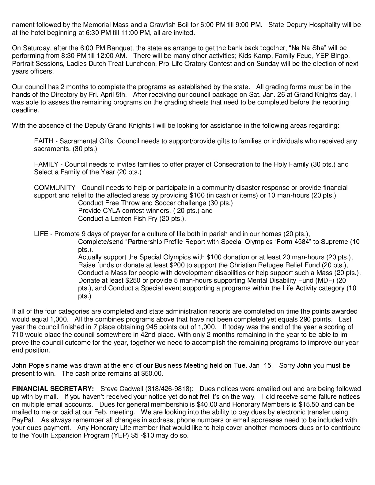 Archived Newsletters | Knights of Columbus Marian Council 3779